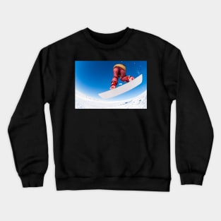 Snowboarder jumping against blue sky Crewneck Sweatshirt